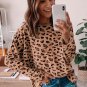 Brown Animal Print Stitching Loose Long Sleeve Top