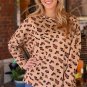Brown Animal Print Stitching Loose Long Sleeve Top