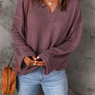 purple Waffle Knit Loose Long Sleeve Top