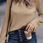 Khaki Ribbed Round Neck Knit Long Sleeve Top