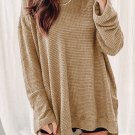 Khaki Waffle Knit High Slits Oversized Top
