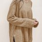 Khaki Waffle Knit High Slits Oversized Top