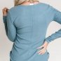 Sky Blue Lace Crochet V Neck Long Sleeve Top