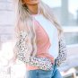 Apricot Colorblock Leopard Sleeve Patchwork Top