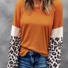 Brown Leopard Sequin Patchwork Long Sleeve Top