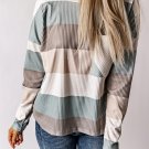 Green Color Block Ribbed Long Sleeve Top with Pocket