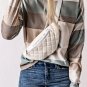 Green Color Block Ribbed Long Sleeve Top with Pocket