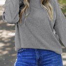 Gray Ribbed Zip Knit Top