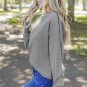Gray Ribbed Zip Knit Top