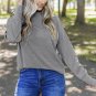 Gray Ribbed Zip Knit Top