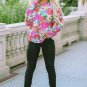 Multicolor Twisted Hollow out Back Floral Long Sleeve Top