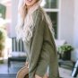Green Waffle Knit High Slits Oversized Top