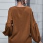 Faux Knit Jacquard Puffy Long Sleeve Top