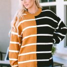 Stripe Oversized Contrast Printed Dropped Shoulder Top