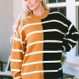 Stripe Oversized Contrast Printed Dropped Shoulder Top