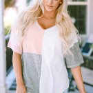 Multicolor Waffle Colorblock Long Sleeve Oversized Top