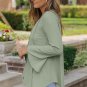 Green Ribbed Expose Seam Bell Sleeve Top
