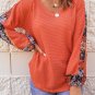 Orange Contrast Eyelet Thermal Knit Top