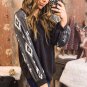 Black Western Print Patch Long Sleeve Top