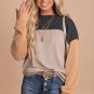 Black Color Block Long Sleeve Ribbed Loose Top