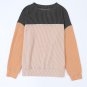 Black Color Block Long Sleeve Ribbed Loose Top