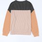 Black Color Block Long Sleeve Ribbed Loose Top