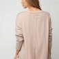 Apricot Exposed Seam V Neck Split Hem Tunic Top