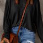 Black Solid Color Patchwork Long Sleeve Top