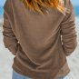 Dark Brown Waffle Knit Drop Shoulder Long Sleeve Top