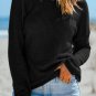 Black Waffle Knit Drop Shoulder Long Sleeve Top