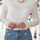 White Knit Jacquard Slim Fit Top