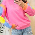Pink Candy Colorblock French Terry Top