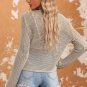 Khaki Hollow out Knit Long Sleeve Top