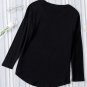 Black Solid Color V Neck Long Sleeve Knit Top