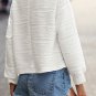 White Wavy Texture Drop Shoulder Long Sleeve Top