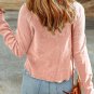 Apricot Pink Textured Round Neck Long Sleeve Top