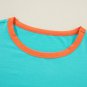 Light Blue Colorblock Patchwork Long Sleeve Loose Top