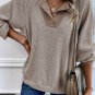 Jet Stream Color Contrast Ribbed Loose Fit Long Sleeve Top