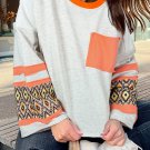 Apricot Western Aztec Patch Mineral Wash Loose Fit Top