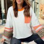 Apricot Western Aztec Patch Mineral Wash Loose Fit Top