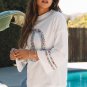 Floral Peace Sign Graphic Drop Shoulder Wide Sleeve Casual Top