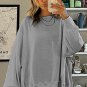 Gray Waffle knit Bishop Sleeve Split Oversized Top