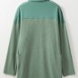 Smoke Green Waffle Long Sleeve Collar Half Button Loose Top