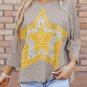 Medium Grey Floral Starbust Exposed Seam Mineral Wash Top