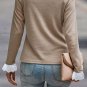 Parchment Seam Detail Lace Contrast Cuffs Raglan Sleeve Top