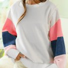 White French Terry Color Block Long Sleeve Top