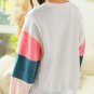 White French Terry Color Block Long Sleeve Top