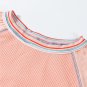 Grapefruit Orange Waffle Knit Wide Bracelet Sleeve Patchwork Raglan Top