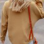 Camel Textured Knit Half Button Drop Shoulder Oversized Top