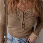 Chestnut Anglaise Broider Ribbed Long Sleeve Top